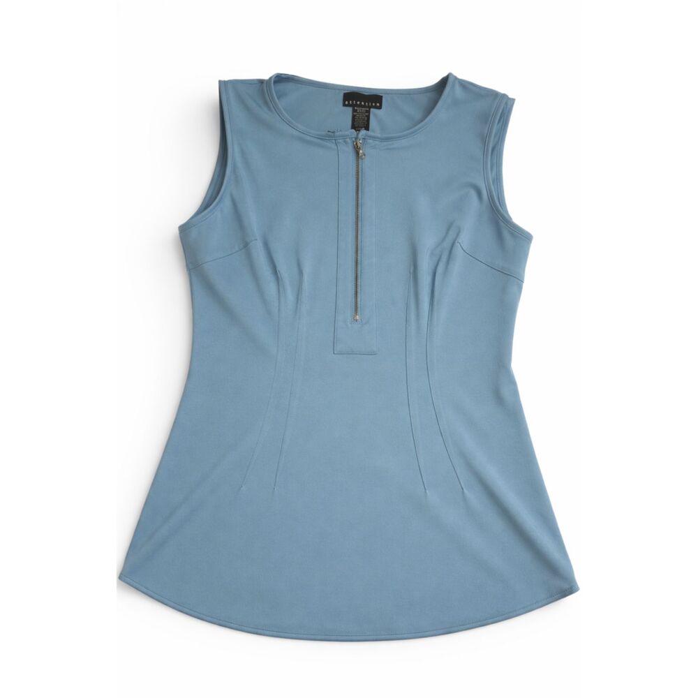 Sleek Light‑Blue Sleeveless Top w/ Zipper – M